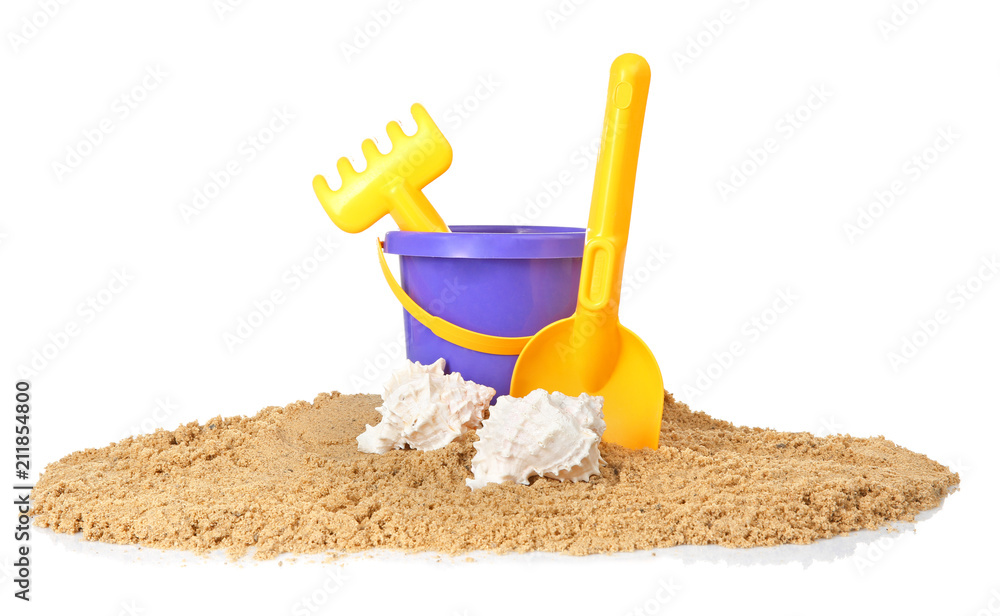 Composition with beach objects on white background Composition with beach objects on white background
