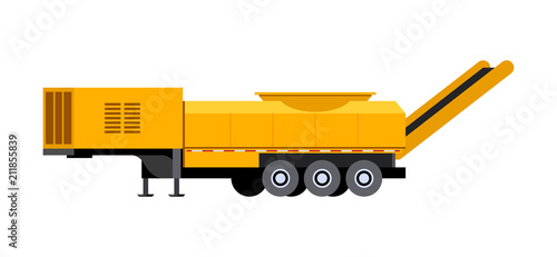 Minimalistic icon tub grinder. Recycle logging slash and lumber mill waste by reducing the waste wood into boiler fuel. Modern vector isolated illustration.
