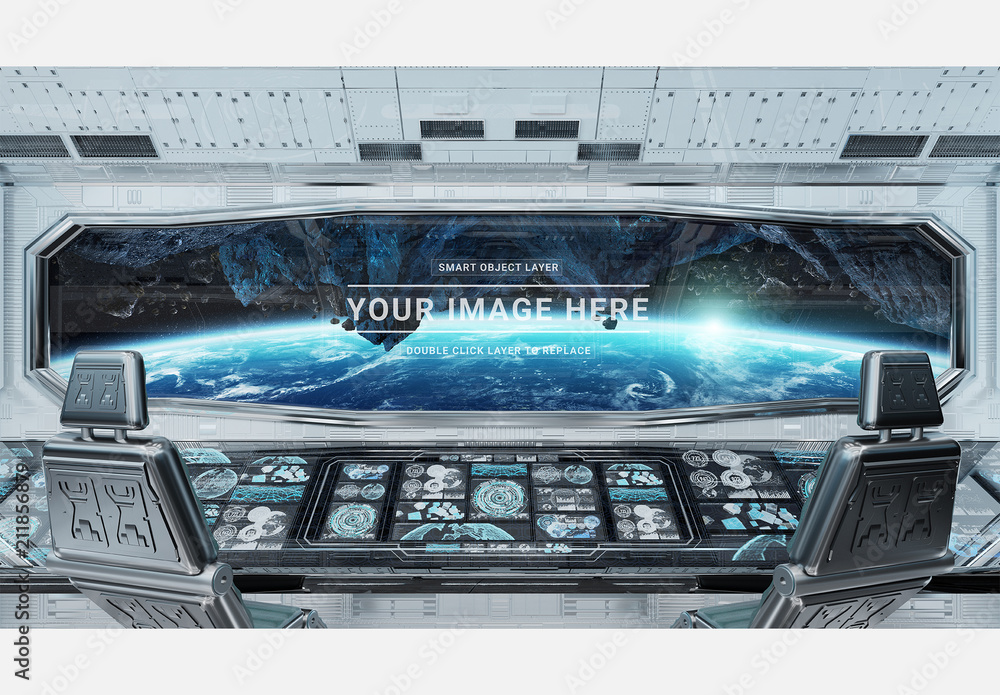 Spaceship Control Panel Station Mockup Stock Template | Adobe Stock
