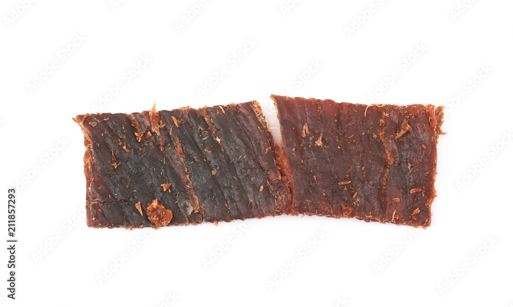 Sliced cured meat flakes isolated