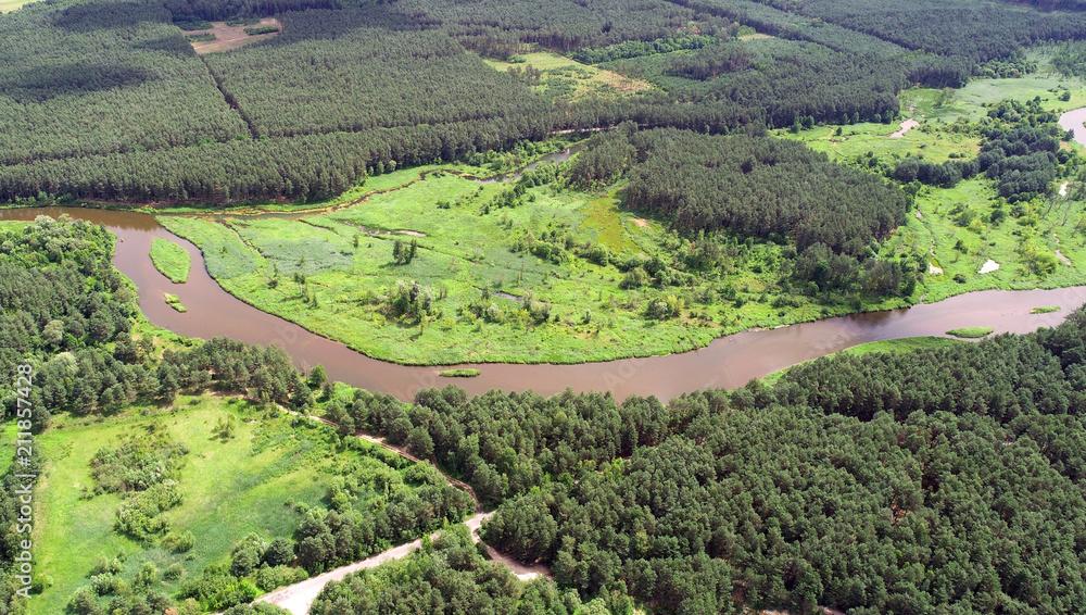 Aerial landscape - natural river