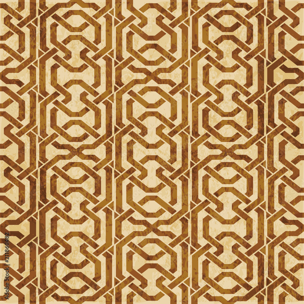 Retro brown cork texture grunge seamless background polygon geometry cross frame chain line Retro brown cork texture grunge seamless background polygon geometry cross frame chain line