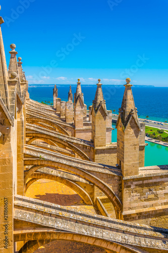 Rooftop of the cathedral in Palma de Mallorca, Spain photo