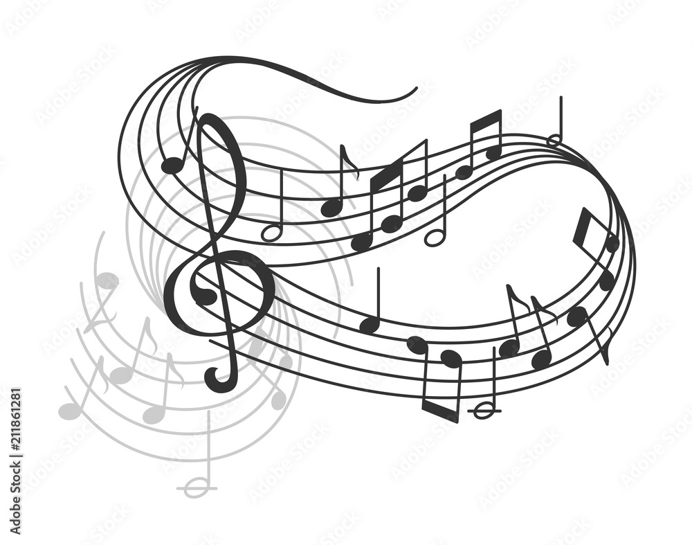 Vector music notes on staff poster Vector music notes on staff poster