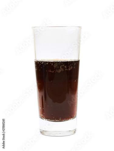 Tall glass of cola isolated