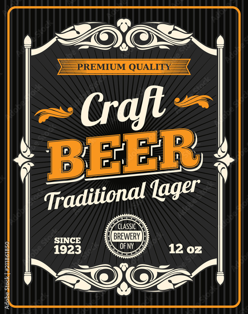 Fototapeta premium Vector craft beer premium quality poster
