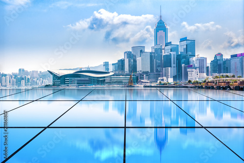 Photography Hongkong Victoria Harbour building group and abstract glass floor