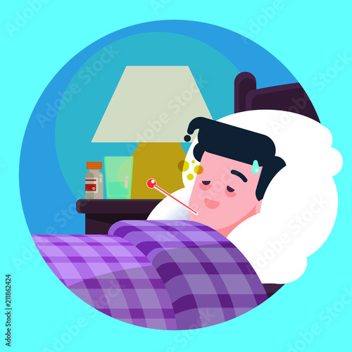 Sick businessman in bed