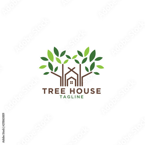 Tree house logo design template