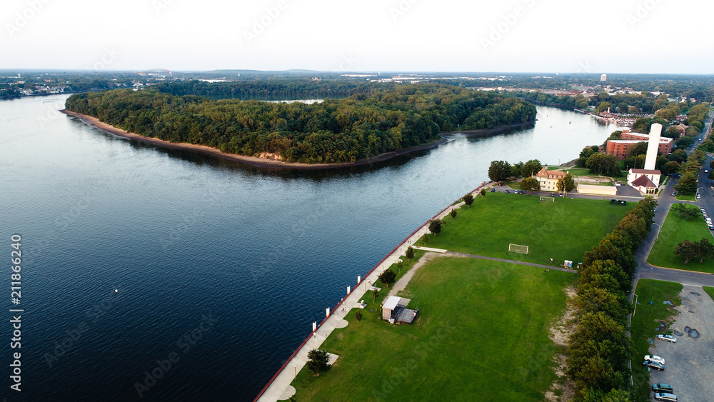 Delaware River and Burlington Island Aerial