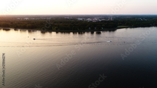 Delaware River with Boats Aerial