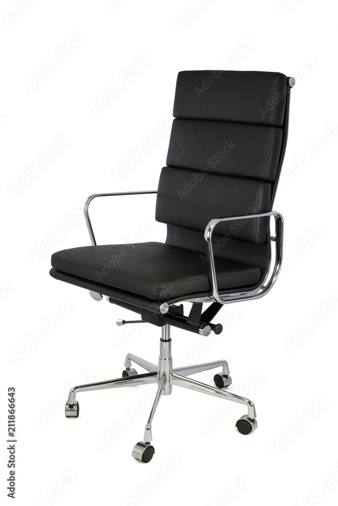 Black Office Chair on Casters Three Quarters View Black Office Chair on Casters Three Quarters View
