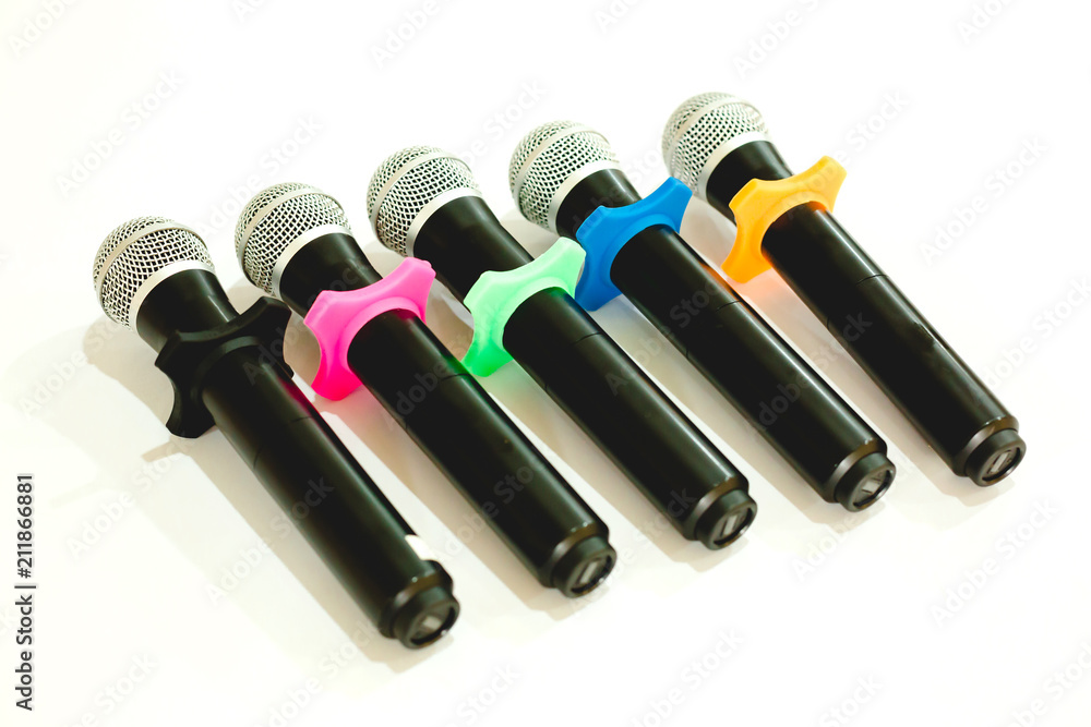 soft focust picture of Wireless microphones for conference in meeting room. It is isolated on white background. soft focust picture of Wireless microphones for conference in meeting room. It is isolated on white background.