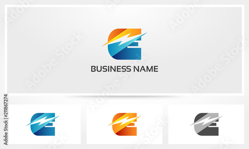 E Letter Bolt Thunder Lightning Logo