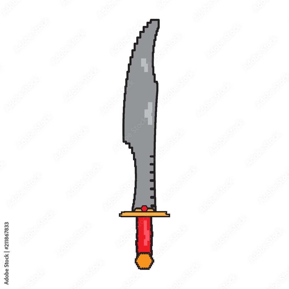 Isolated pixelated sword icon Isolated pixelated sword icon