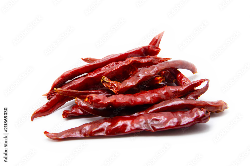 Dried red chili isolated white background Dried red chili isolated white background