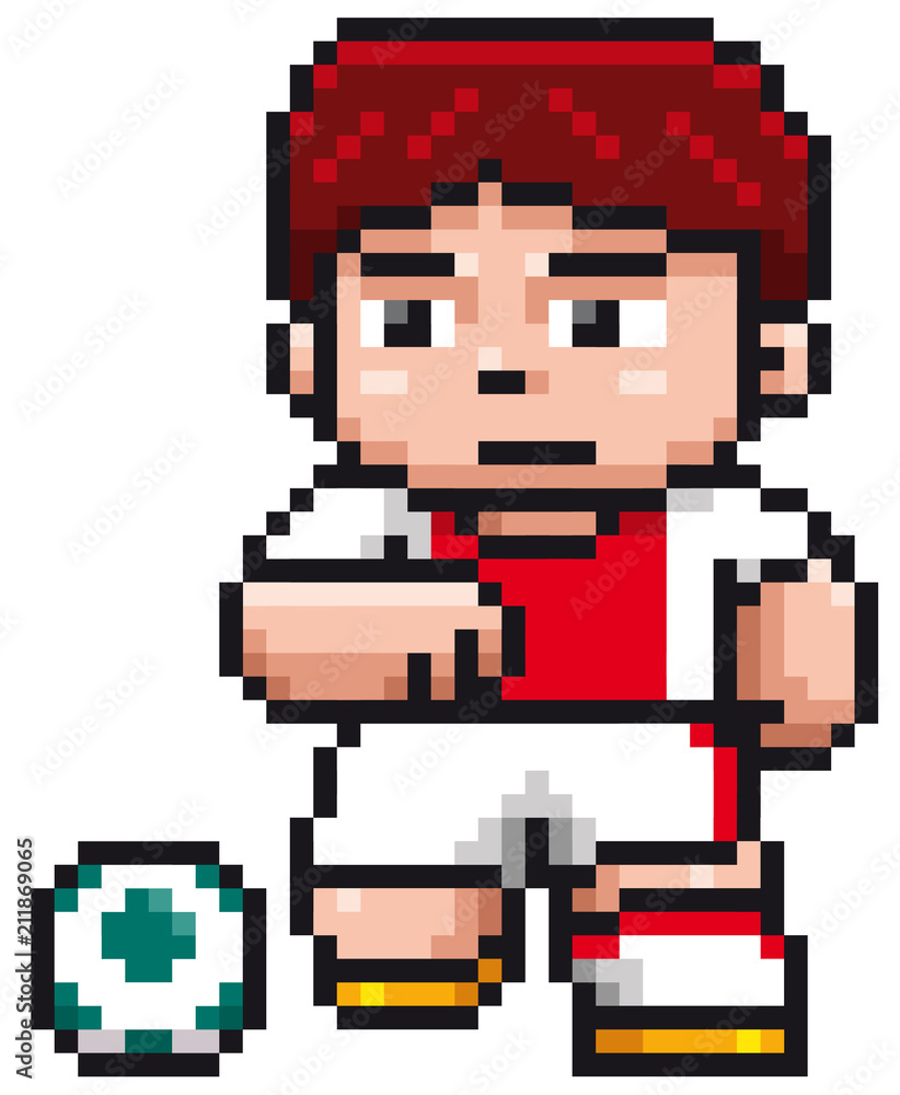 Vector illustration of Cartoon Soccer player - Pixel design Vector illustration of Cartoon Soccer player - Pixel design
