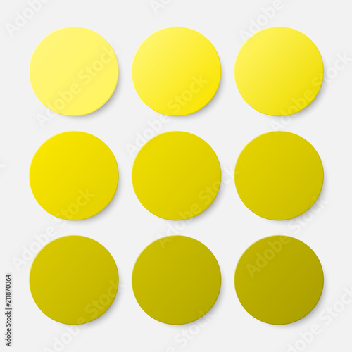 Nine Yellow Circles Button. Circle Banner.