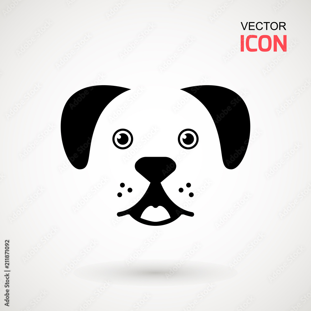 Dog head icon. Flat style. Cartoon dog face. Vector illustration isolated on white. Silhouette simple. Animal Logotype concept. Logo design template Dog head icon. Flat style. Cartoon dog face. Vector illustration isolated on white. Silhouette simple. Animal Logotype concept. Logo design template