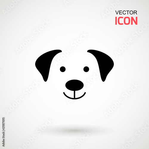 Dog head icon. Flat style. Cartoon dog face. Vector illustration isolated on white. Silhouette simple. Animal Logotype concept. Logo design template