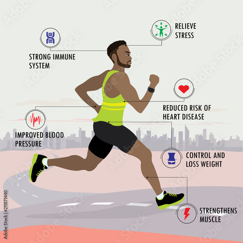 Benefits of jogging- fitness, sport and healthcare concept.