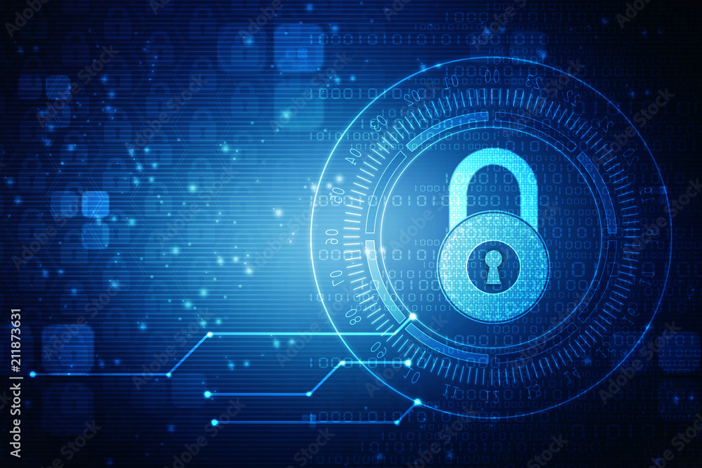 2d illustration Safety concept: Closed Padlock on digital background 2d illustration Safety concept: Closed Padlock on digital background