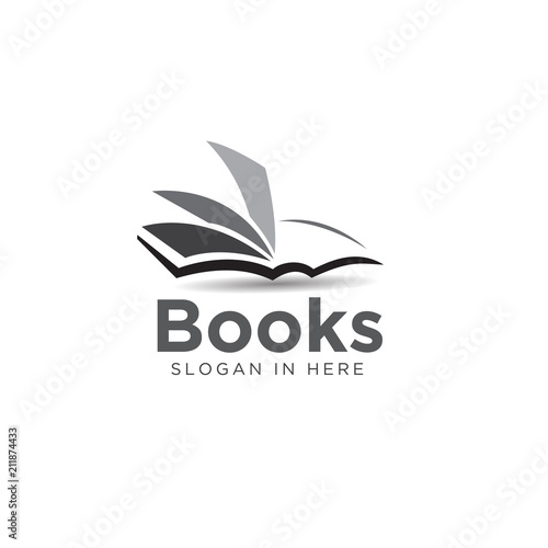 black white book open art logo