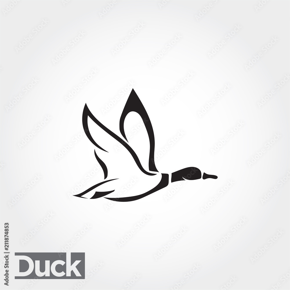Fototapeta premium side Flying up duck, goose, swan logo art