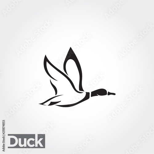 side Flying up duck, goose, swan logo art