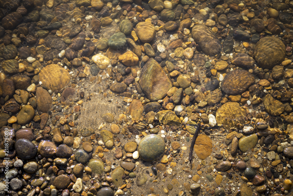 Stone under clear river water, nature concept background Stone under clear river water, nature concept background