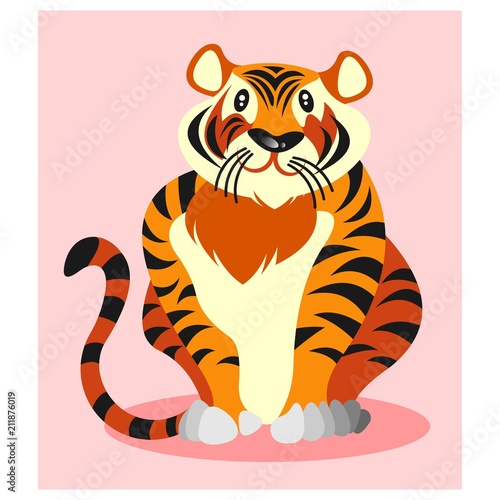 Fototapeta Naklejka Na Ścianę i Meble -  cute funny chubby tiger beast mascot cartoon character