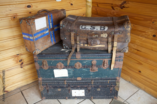 Old baggages at the Estancia Harberton in Tierra del Fuego, Patagonia, Argentina photo