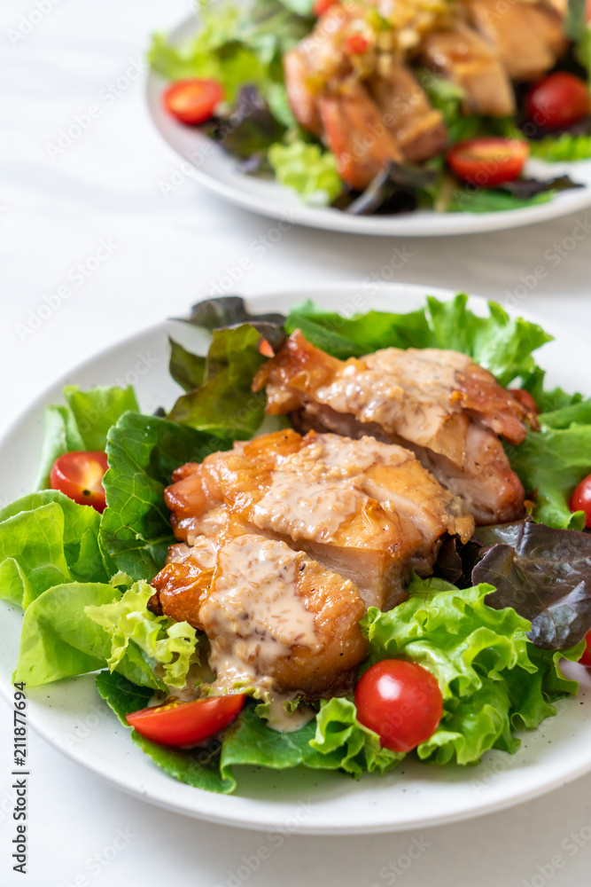 grilled chicken with salad vegetable grilled chicken with salad vegetable
