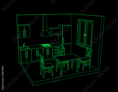 Interior kitchen room on bl...