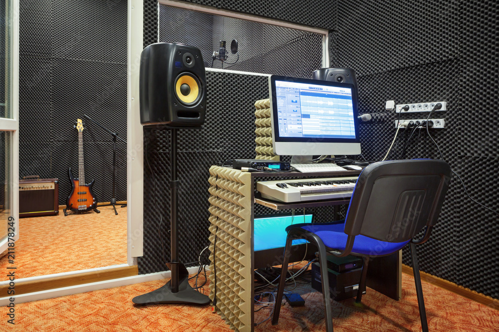Fototapeta premium Sound recording studio interior.