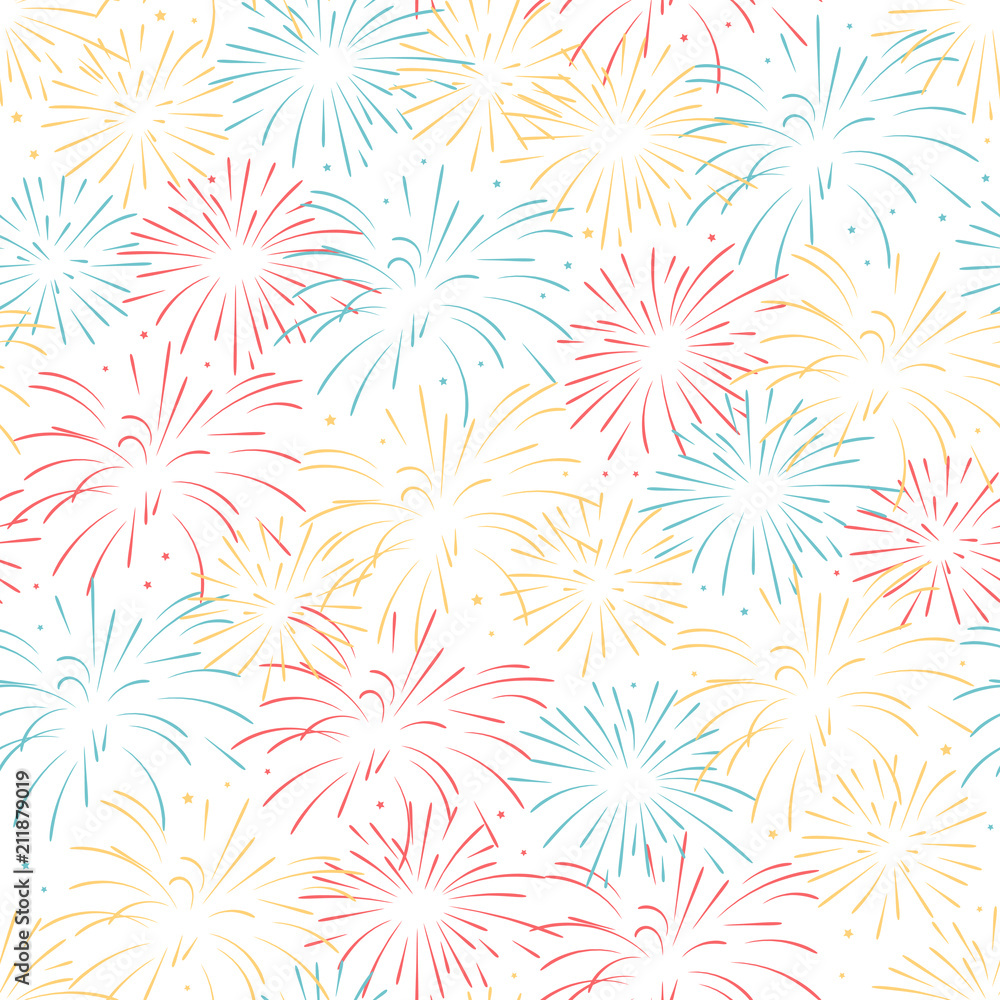 Vector seamless pattern of fireworks. Vector seamless pattern of fireworks.