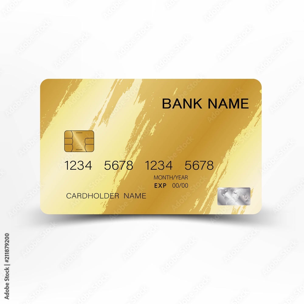 Luxurious credit card gold color on white background. Inspired by the bristles. Luxurious credit card gold color on white background. Inspired by the bristles.