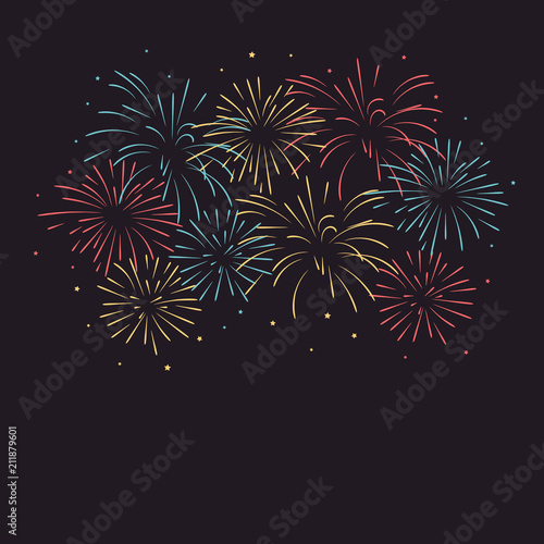 Colorful fireworks with stars.
