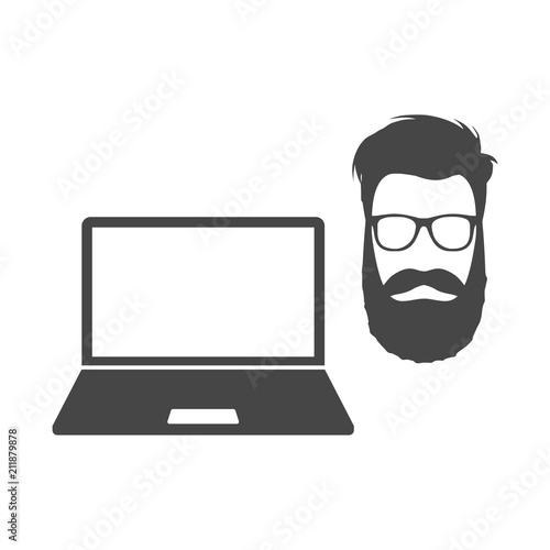Hipster laptop icon