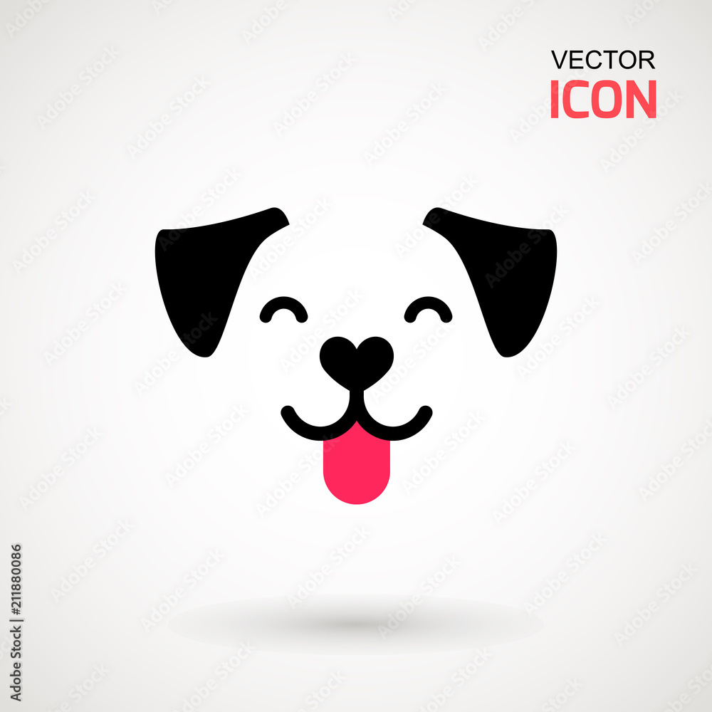Dog head icon. Flat style. Cartoon dog face. Vector illustration isolated  on white. Silhouette simple. Animal Logotype concept. Logo design template  Stock Vector | Adobe Stock