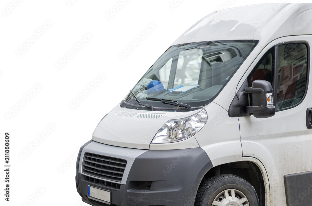 White commercial transportation and delivery van isolated on white White commercial transportation and delivery van isolated on white
