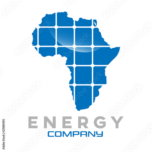 Africa mainland and solar logo battery