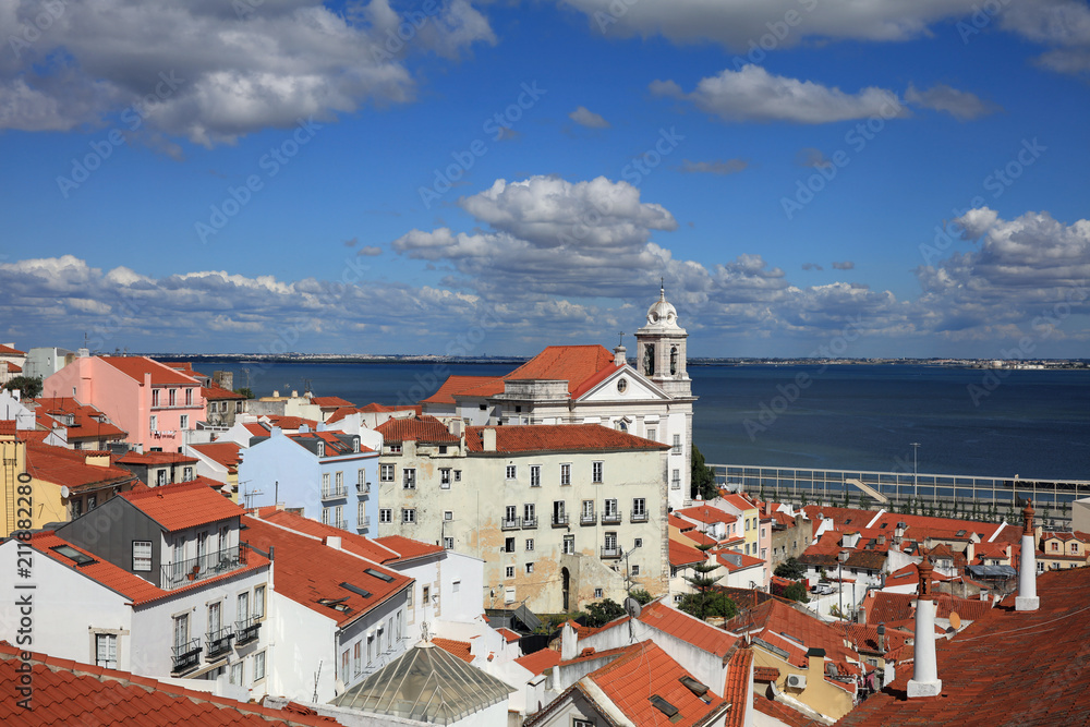 View from Miradouro de Santa Luzia to Alfama. Lisbon. Portugal