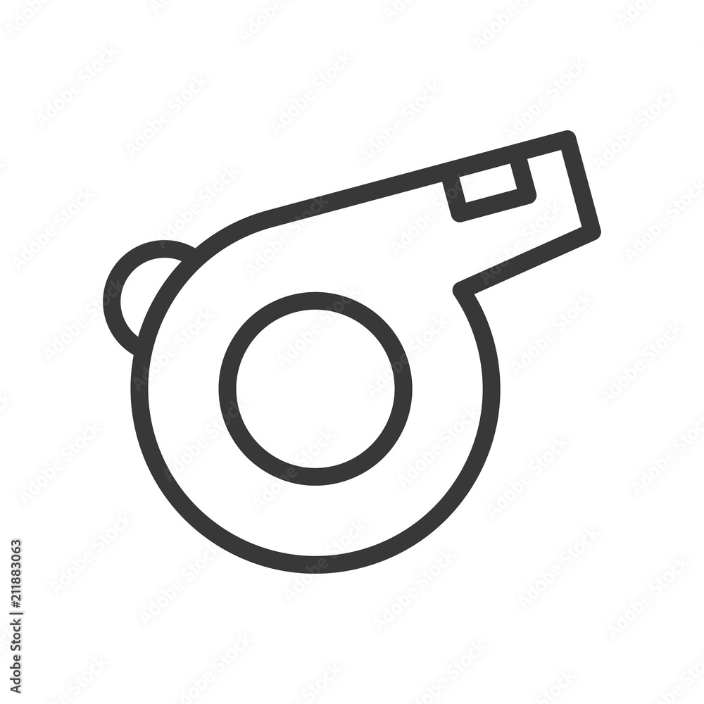 Whistle Outline icon soccer related on white background Whistle Outline icon soccer related on white background