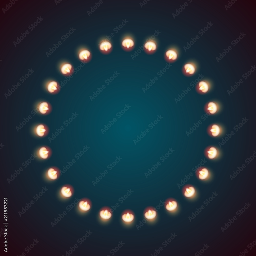 Bulb, fire, circle illustration on the dark background. Vector eps 10