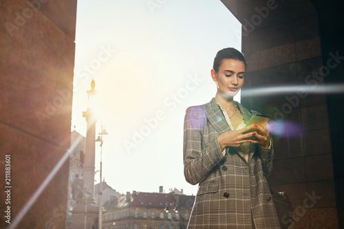 Business Woman With Mobile Phone Outdoors
