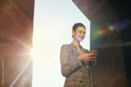 Business Woman With Mobile Phone Outdoors
