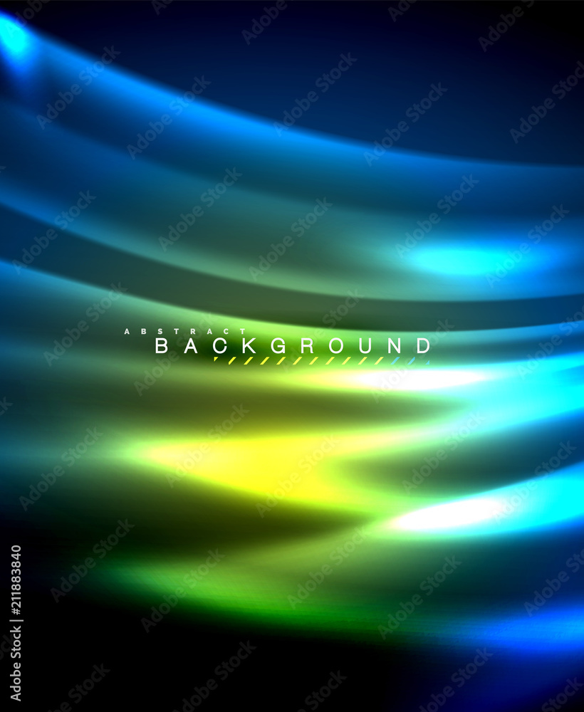 Neon glowing techno lines, hi-tech futuristic abstract background template with square shapes Neon glowing techno lines, hi-tech futuristic abstract background template with square shapes