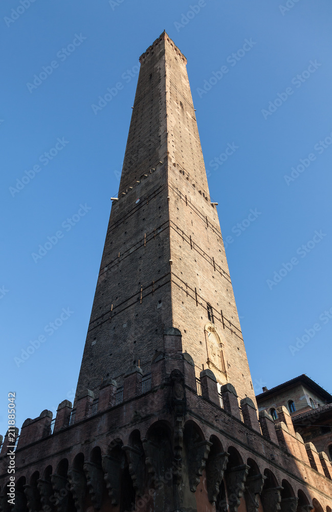 12th century Asinelli tallest tower in Italy - located at the site of the early medieval Gate to the Via Emilia - Bologna