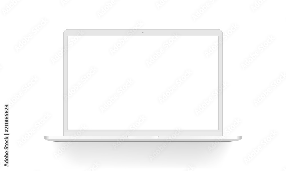 White laptop mock up - front view. Vector illustration - obrazy, fototapety, plakaty 